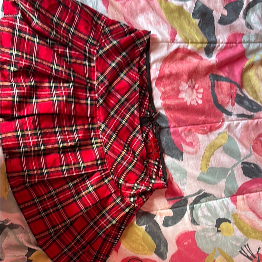 Tripp NYC Red Plaid Mini Skirt